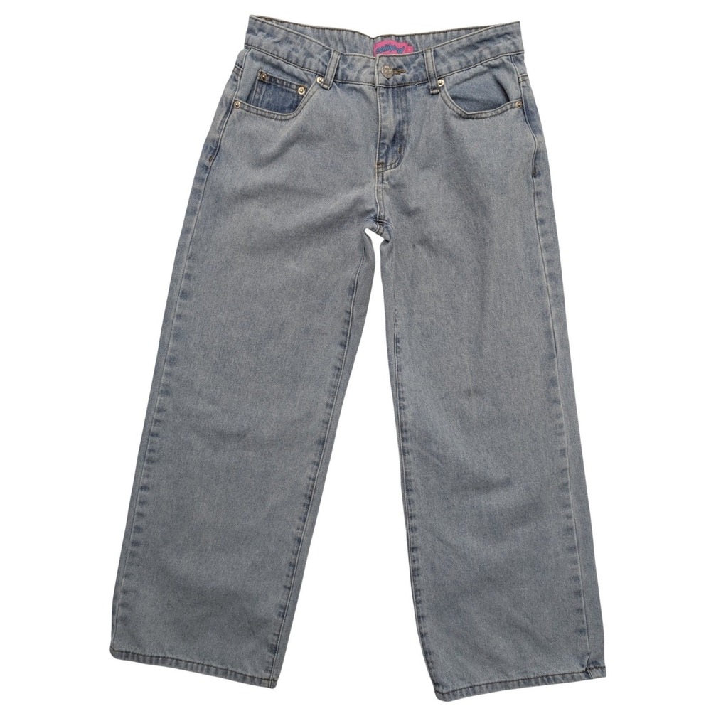 Edikted Sz Small Light Wash Wide Leg Denim Jeans High Rise Baggy‎ Light Blue